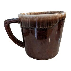 Set Of 6 Mt Clemens Drip Pottery Coffee Mugs Brown & Cream Vintage 10 Oz Each
